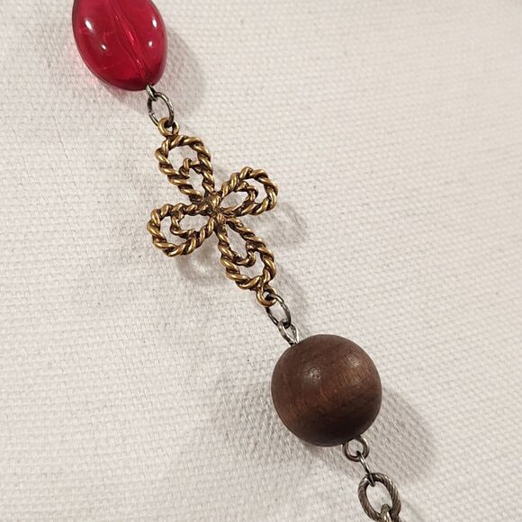 Chico's Necklace Multi-Colored Mixed Media Beaded Chain 34" - Picture 3 of 8